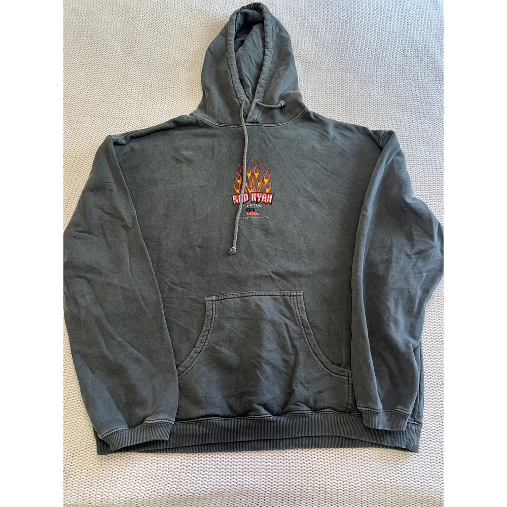 Authentic Pigment Rod Ryan Show 94.5 The Buzz Hoodie Faded Black Flame Graphic M